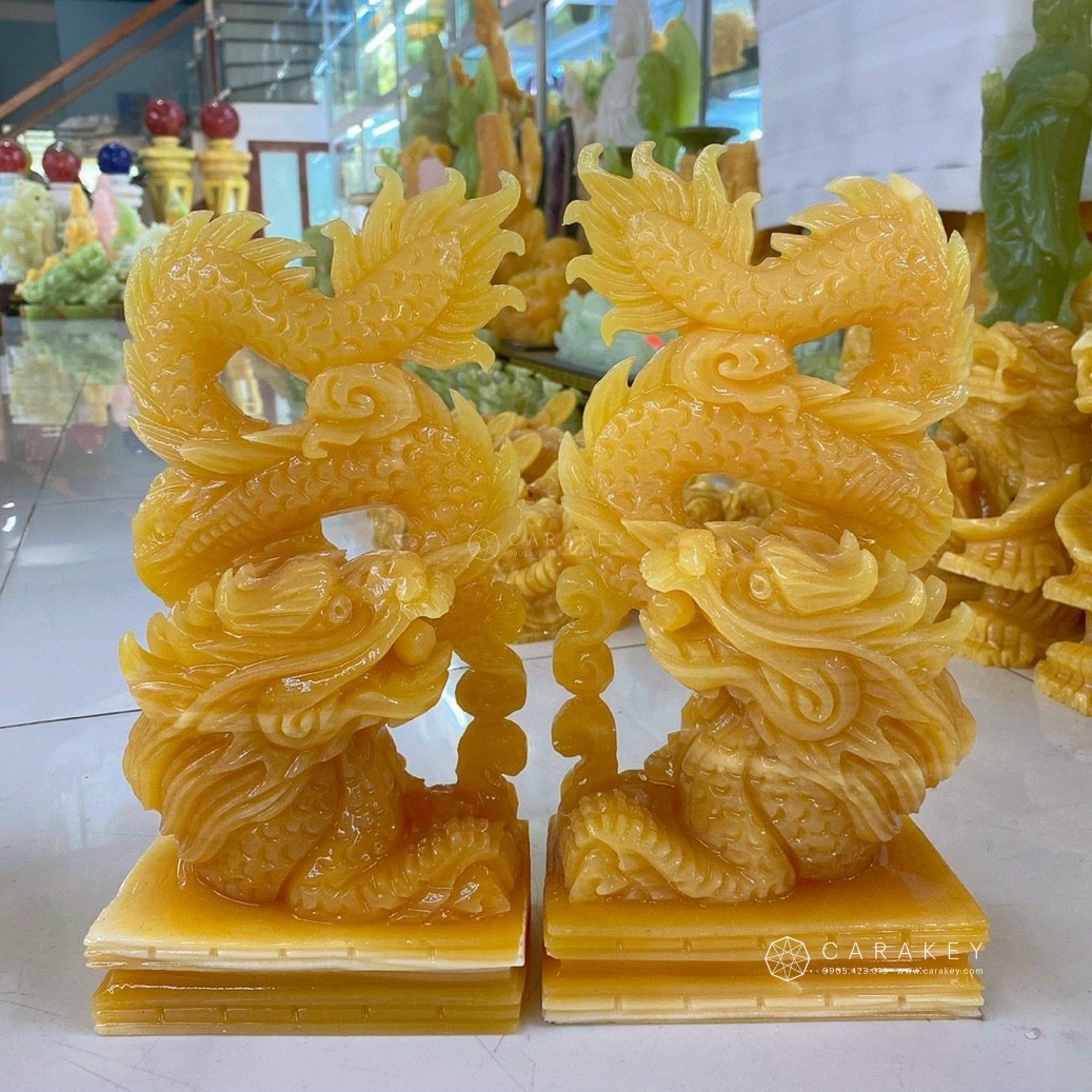 Tượng cặp rồng đứng đá ngọc hoàng long, linh vật phong thủy, tượng rồng đá phong thủy, tượng rồng đá ngọc pakistan, tượng linh vật bằng đá, cặp tượng rồng đá non nước, cặp tượng rồng bằng đá