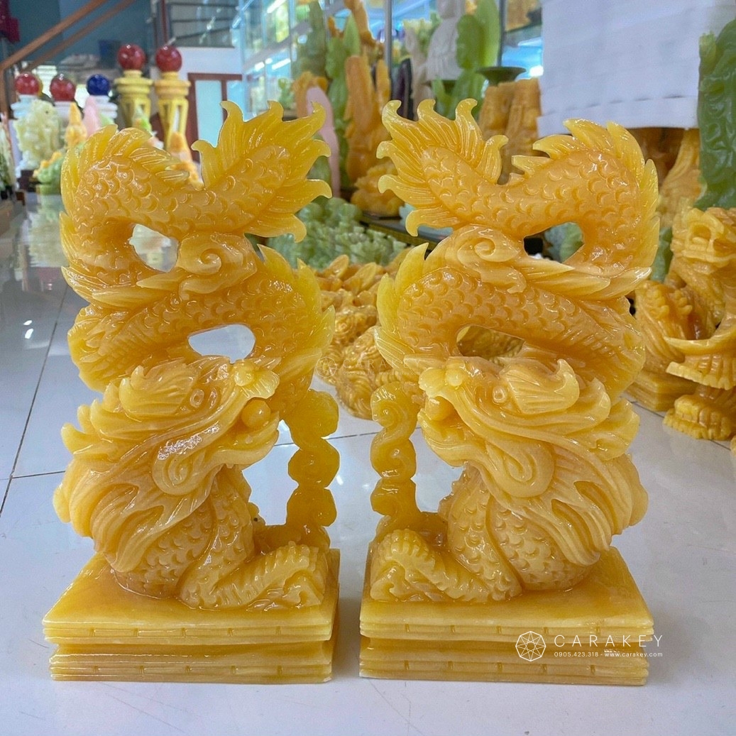 Tượng cặp rồng đứng đá ngọc hoàng long, linh vật phong thủy, tượng rồng đá phong thủy, tượng rồng đá ngọc pakistan, tượng linh vật bằng đá, cặp tượng rồng đá non nước, cặp tượng rồng bằng đá