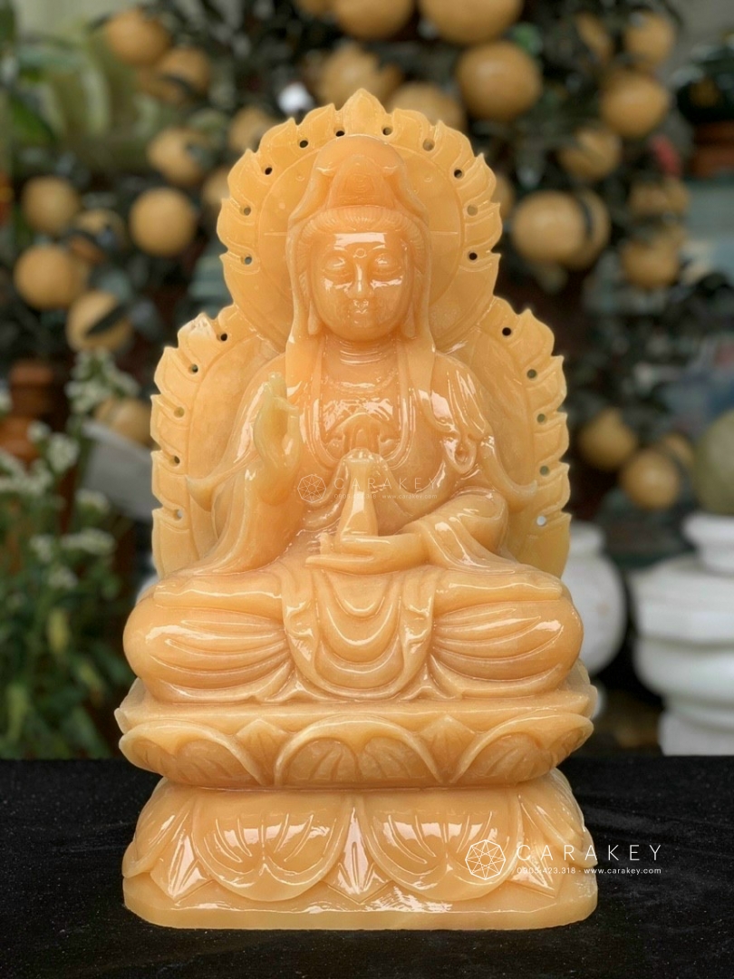 Tượng phật quan âm hào quang đá ngọc hoàng long