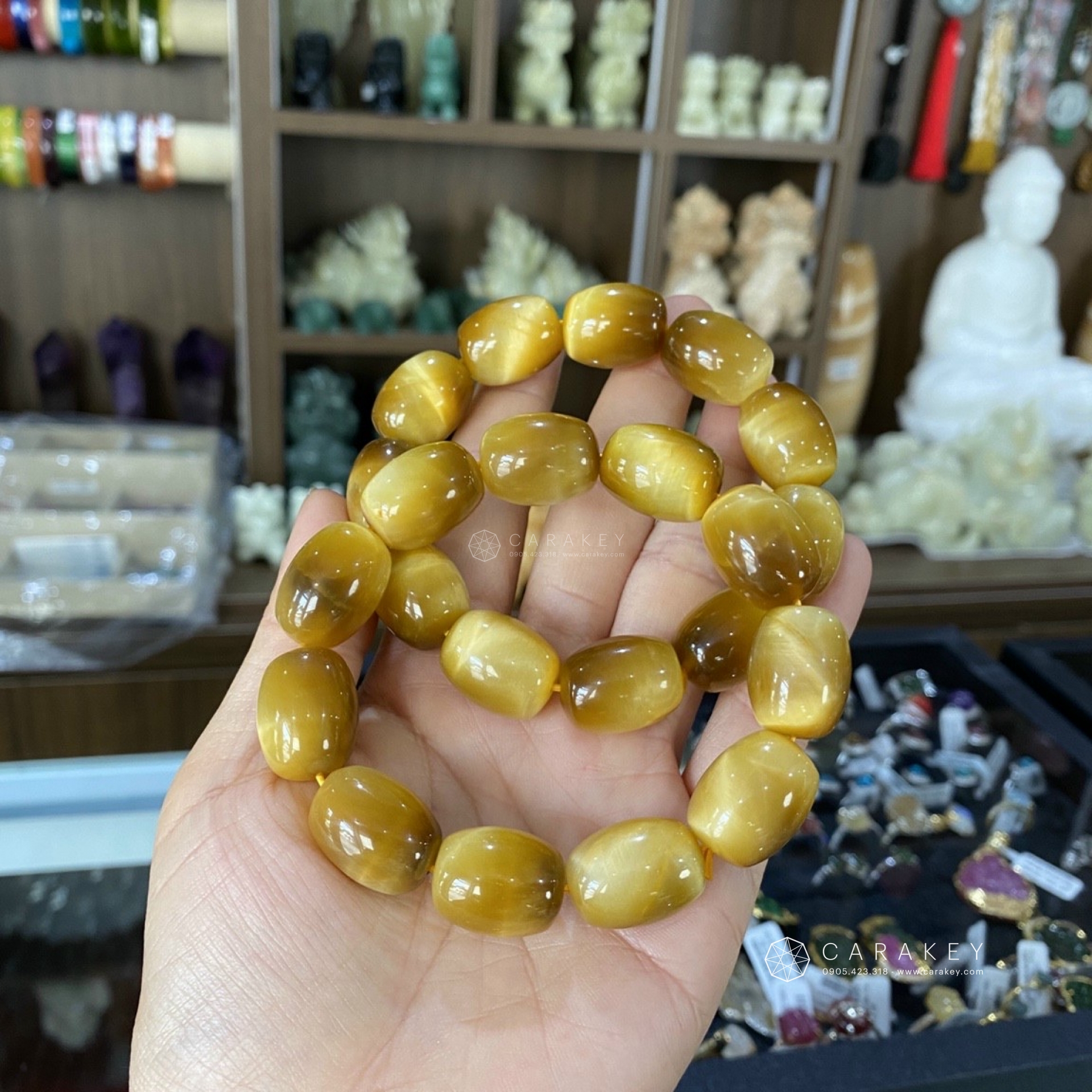 Vòng tay lu thống đá mắt hổ vàng